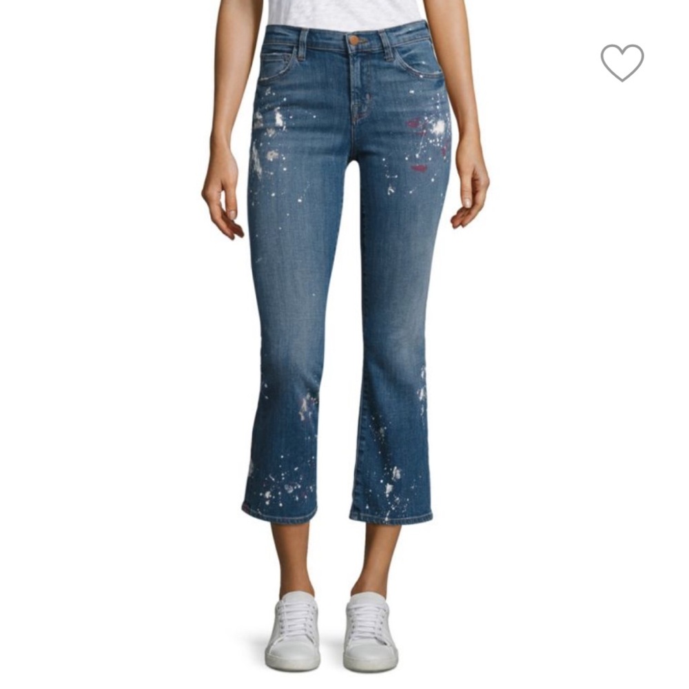 J BRAND - Selena Paint Splatter Cropped & Flared Jeans SIZE 32
